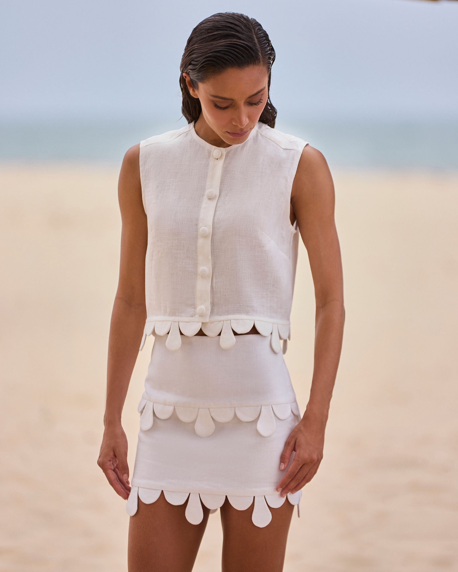 Saia Respingos - Off White - Hand Lace