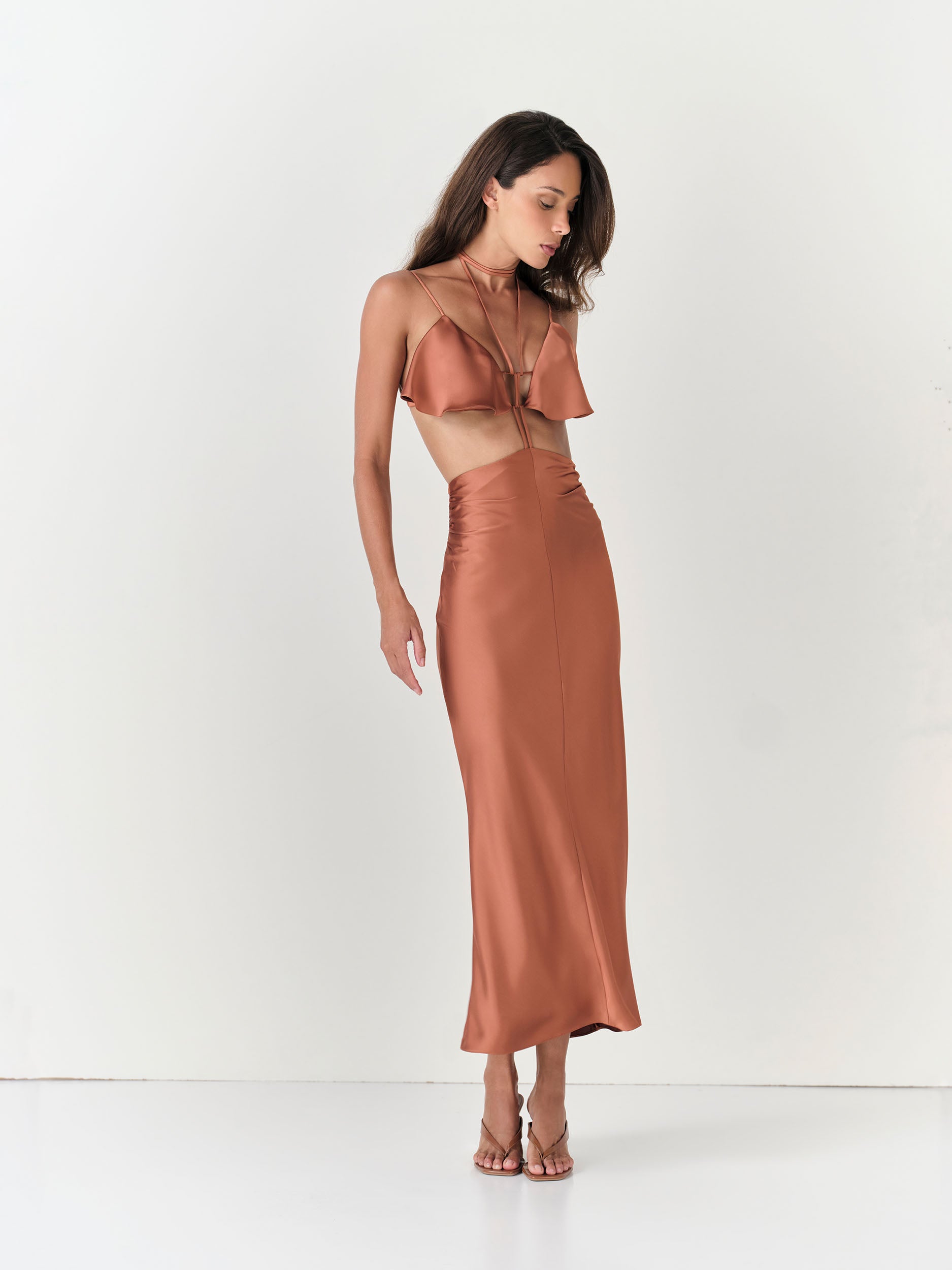 Vestido Midi Bronze - Marrom
