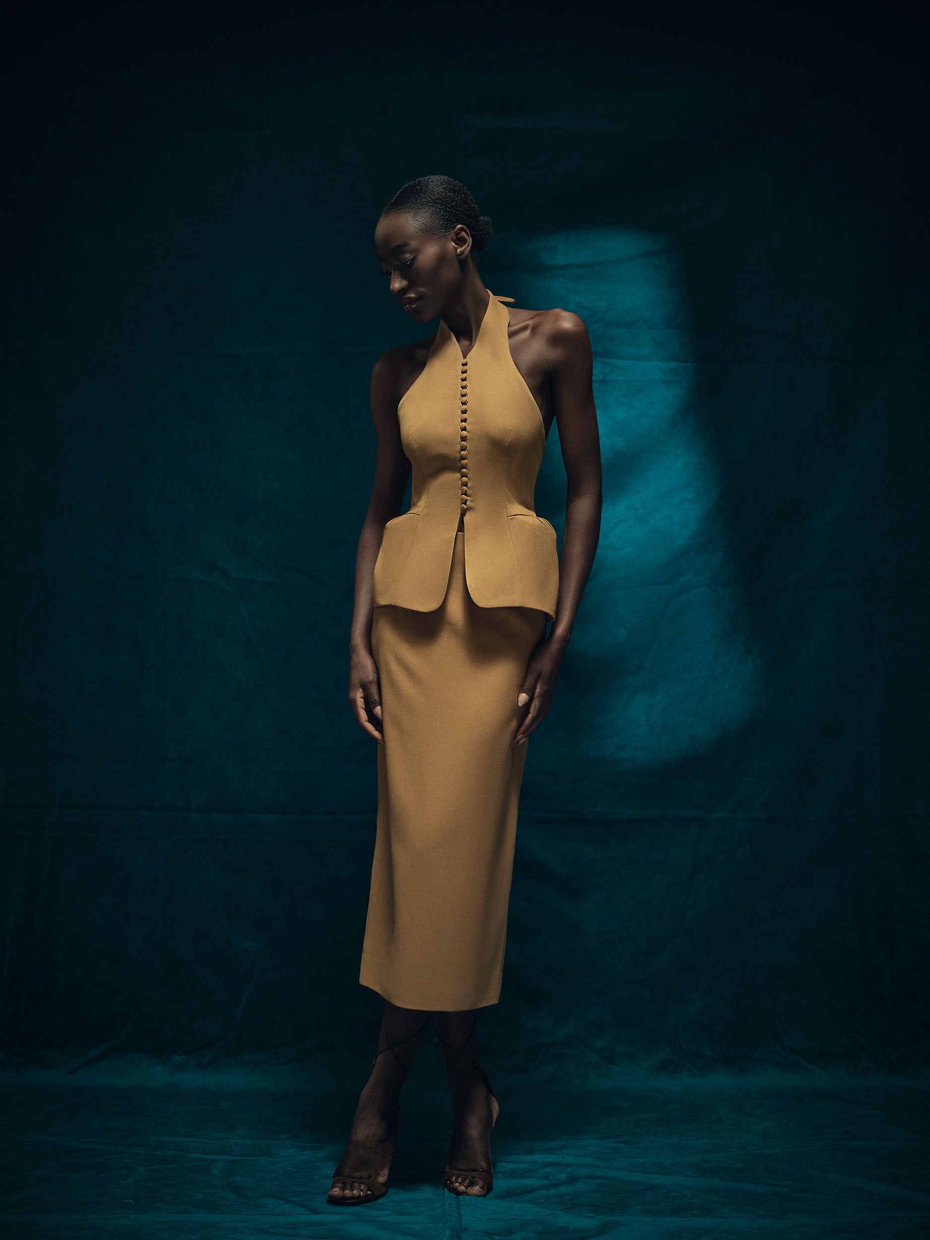 Saia Midi Moulage - Bege - Hand Lace