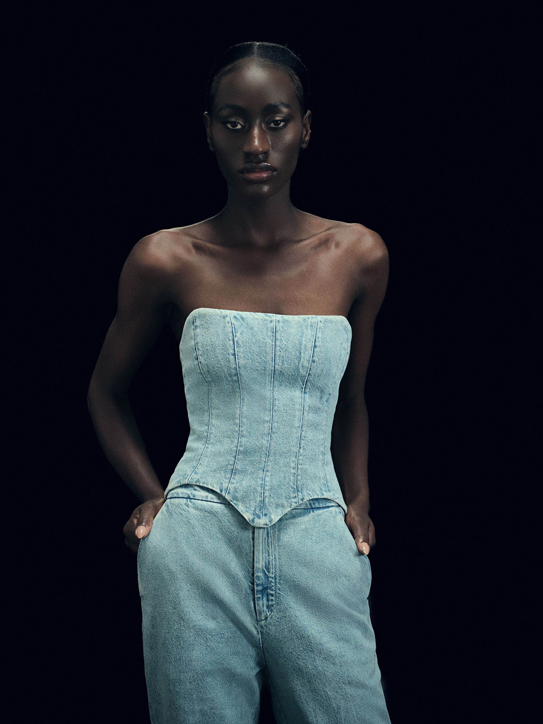 Corset Recorte - Jeans - Hand Lace