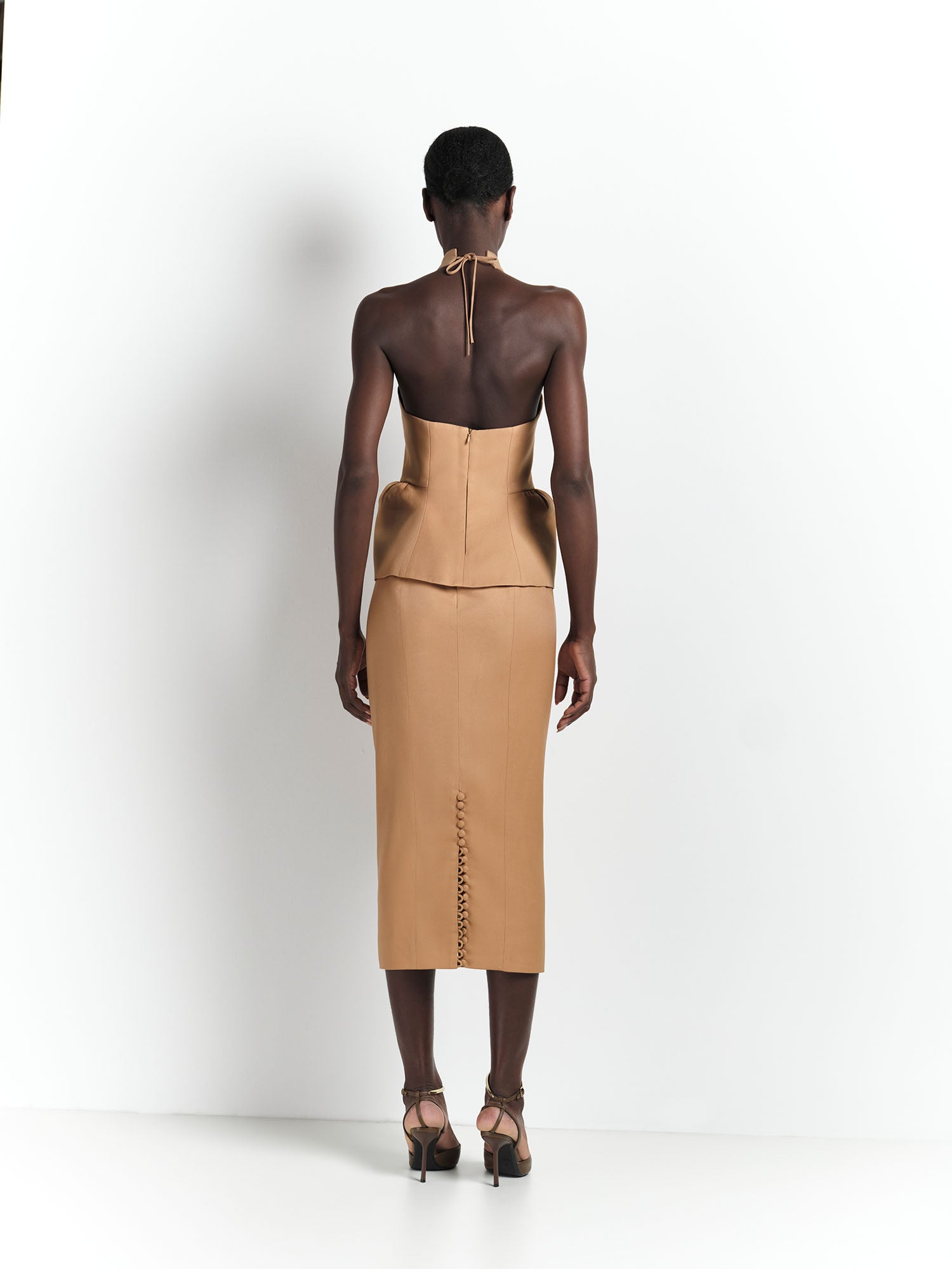 Saia Midi Moulage - Bege - Hand Lace