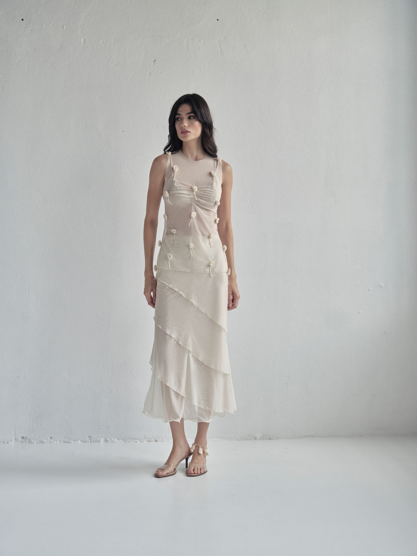 Saia Midi Orvalho - Pérola - Hand Lace
