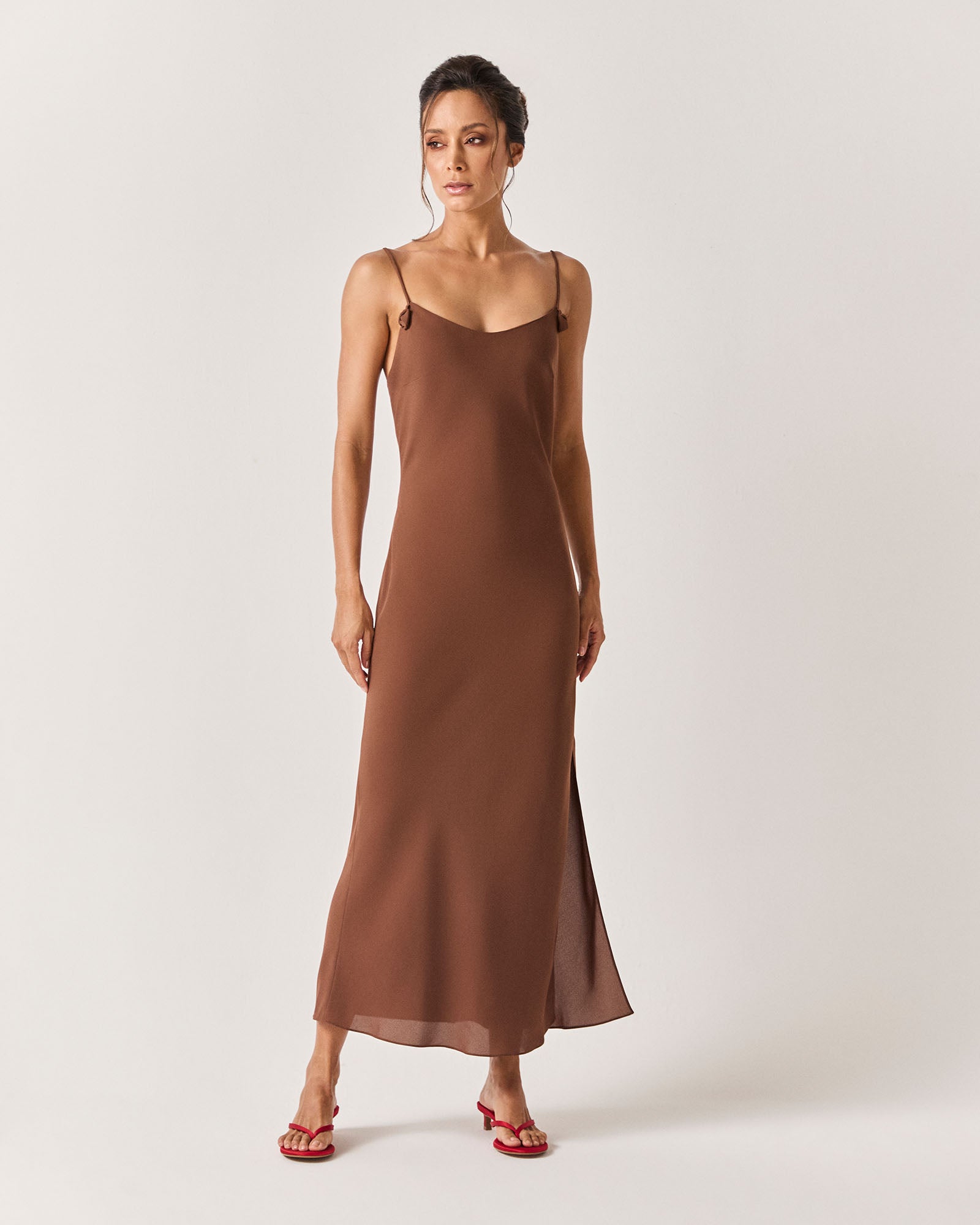 VESTIDO MIDI ANDES - MARROM - HAND LACE