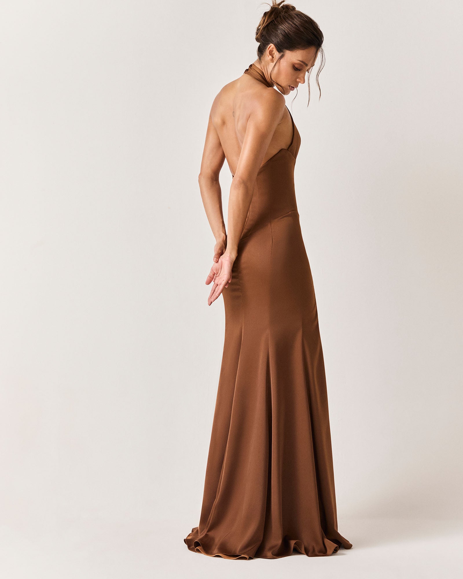 VESTIDO LONGO FAIA - MARROM - HAND LACE