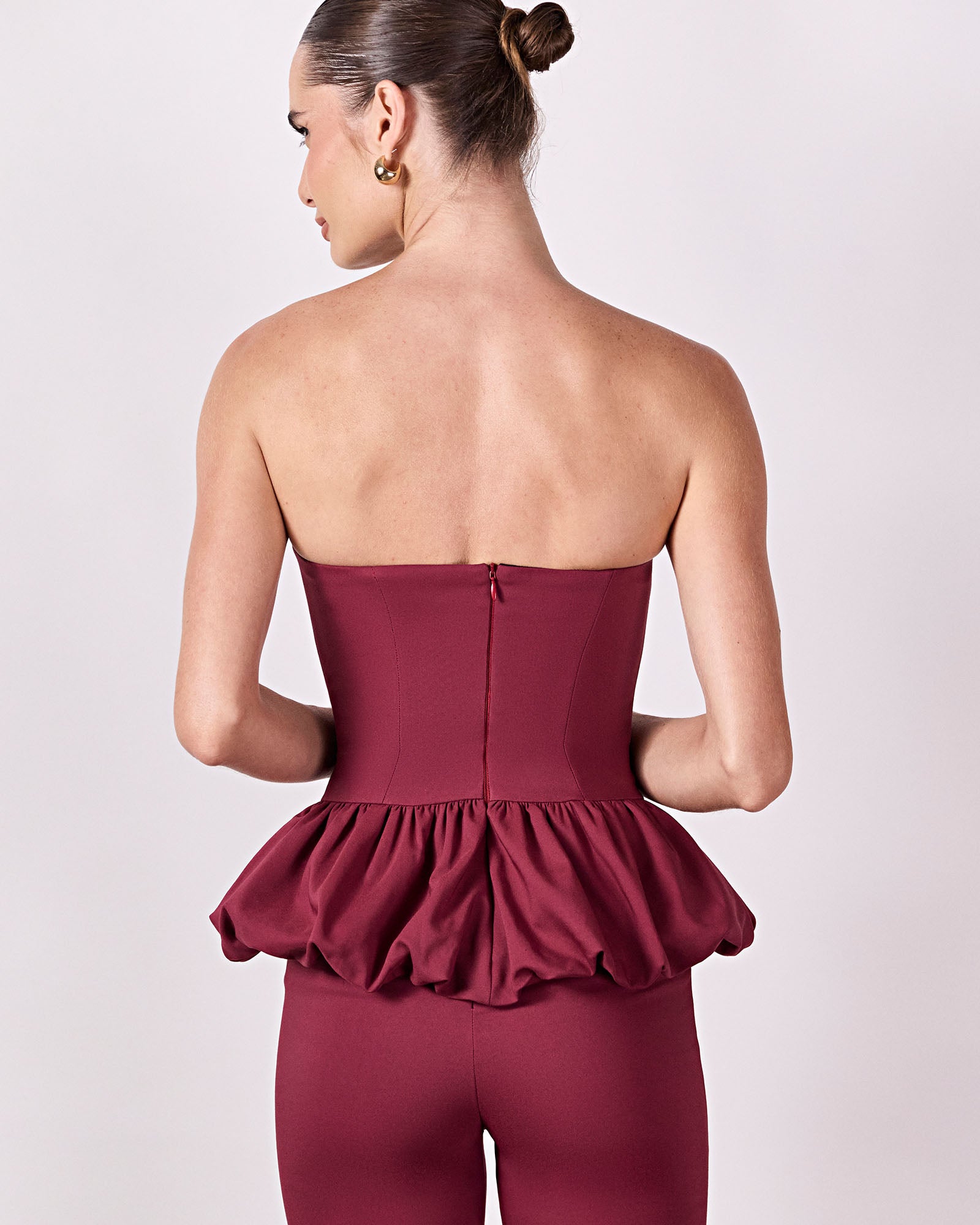 Blusa Peplum Caule - Vinho - Hand Lace