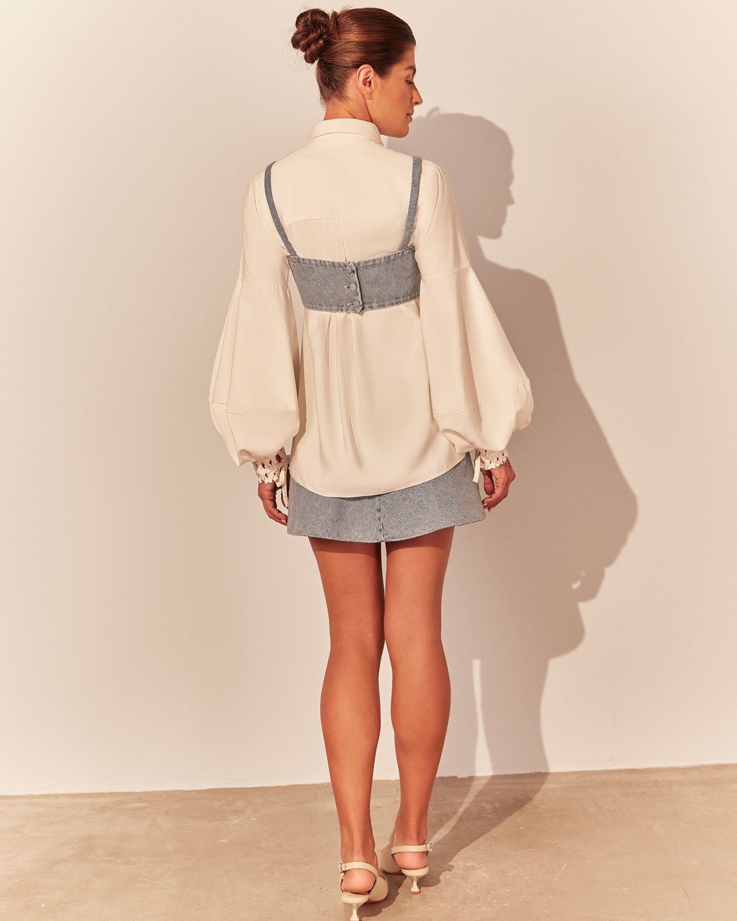 Saia A Jeans - Azul céu - Hand Lace