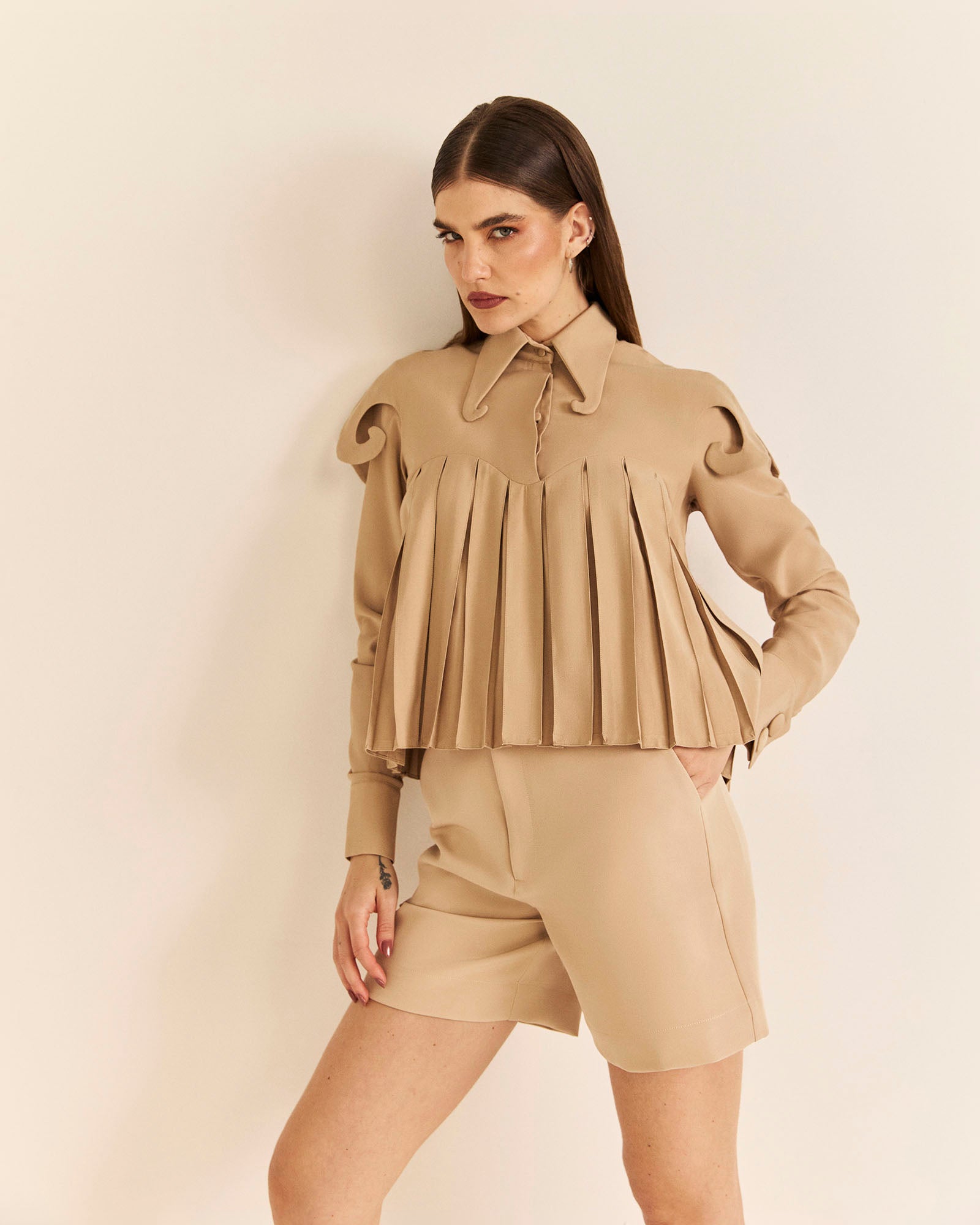 Camisa Lajota - Bege Hand Lace