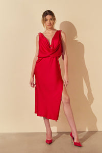 Vestido Longo Drapeado Pag.11 - Vermelho - Hand Lace