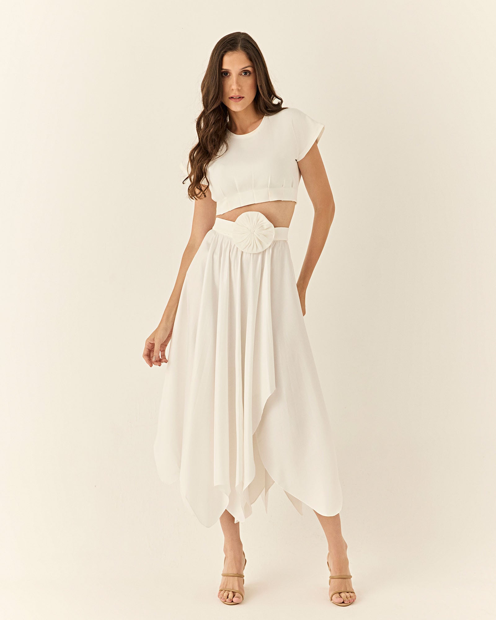 HAND LACE CROPPED PUFF OFF WHITE