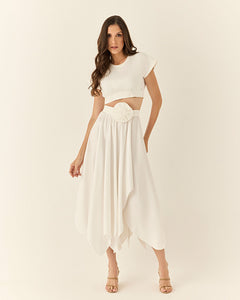 HAND LACE CROPPED PUFF OFF WHITE