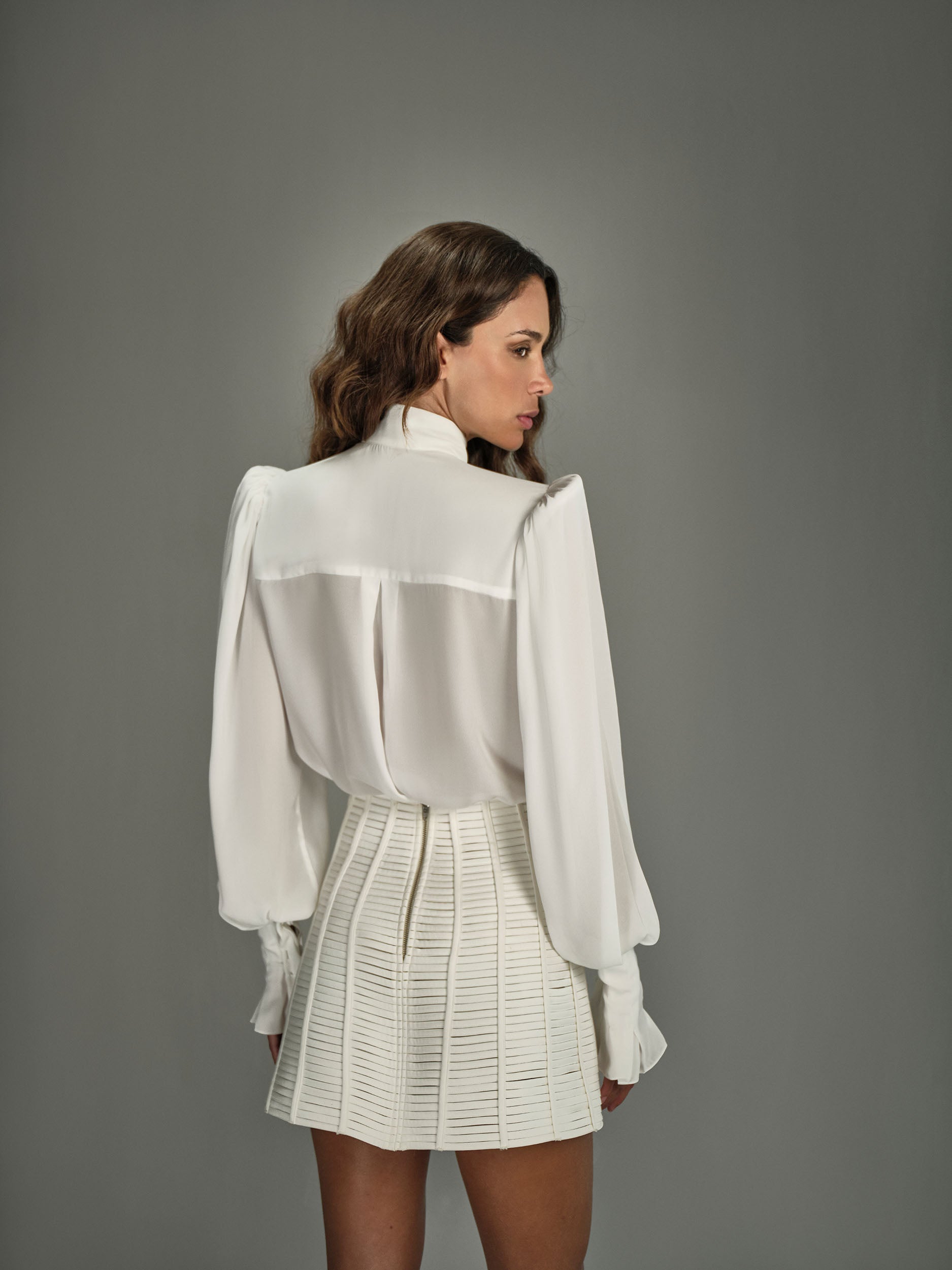 Saia Trama Tiras - Off White - Hand Lace