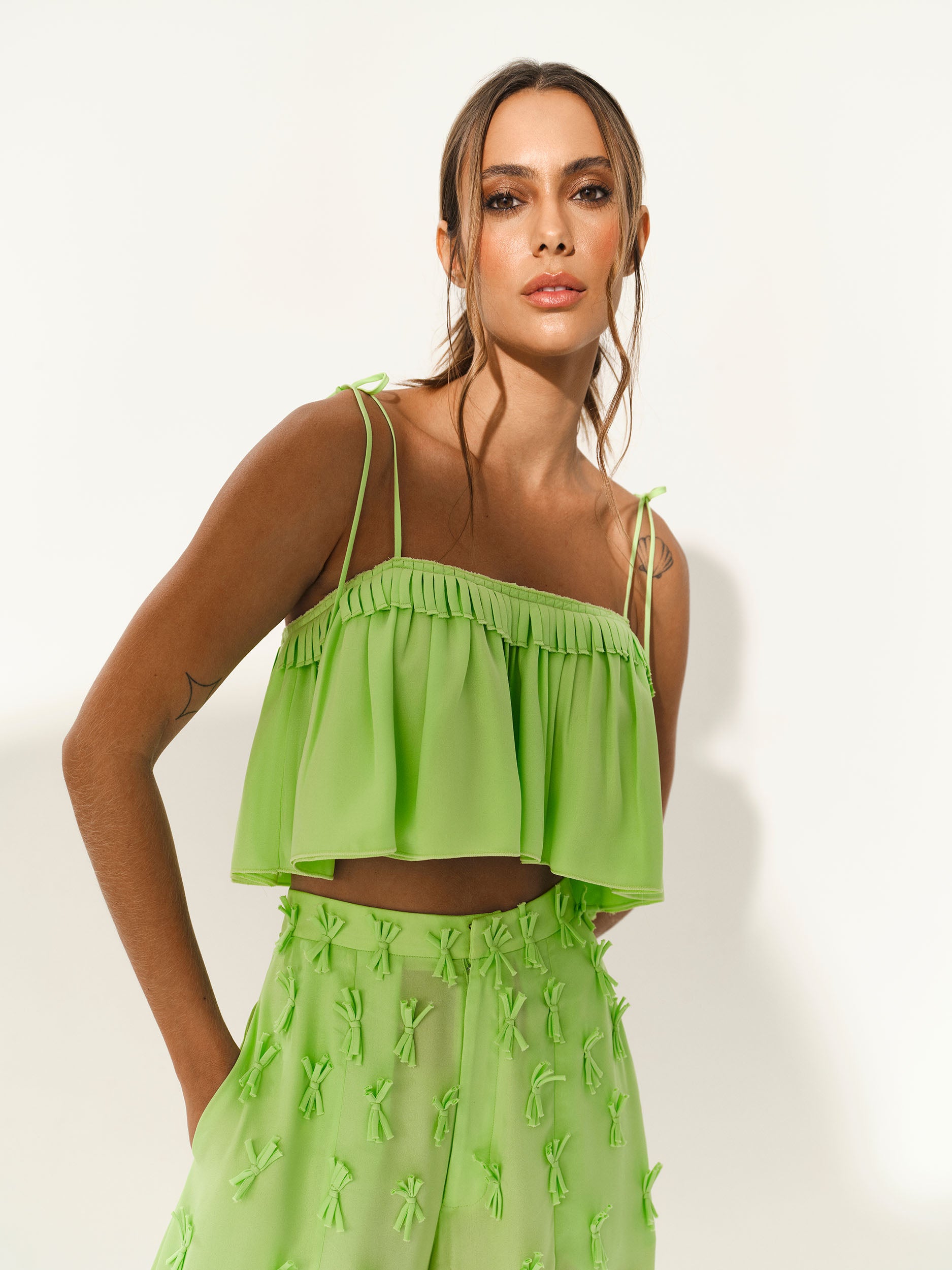 Top Boreal - Verde - Hand Lace