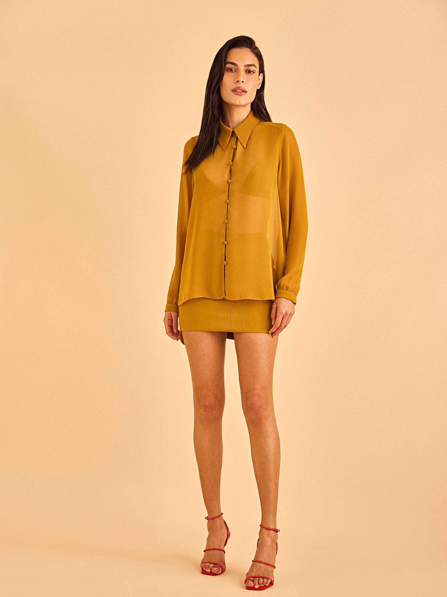 Camisa Cerca - Mostarda - Hand Lace