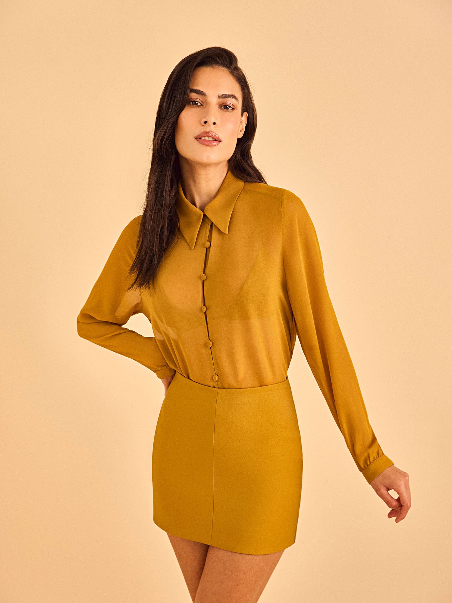 Camisa Cerca - Mostarda - Hand Lace