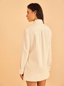 CAMISA OVERSIZED MARAIS - OFF WHITE - HAND LACE