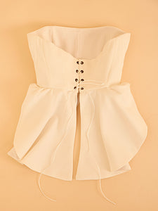 Corset Peplum - Branco - Hand Lace