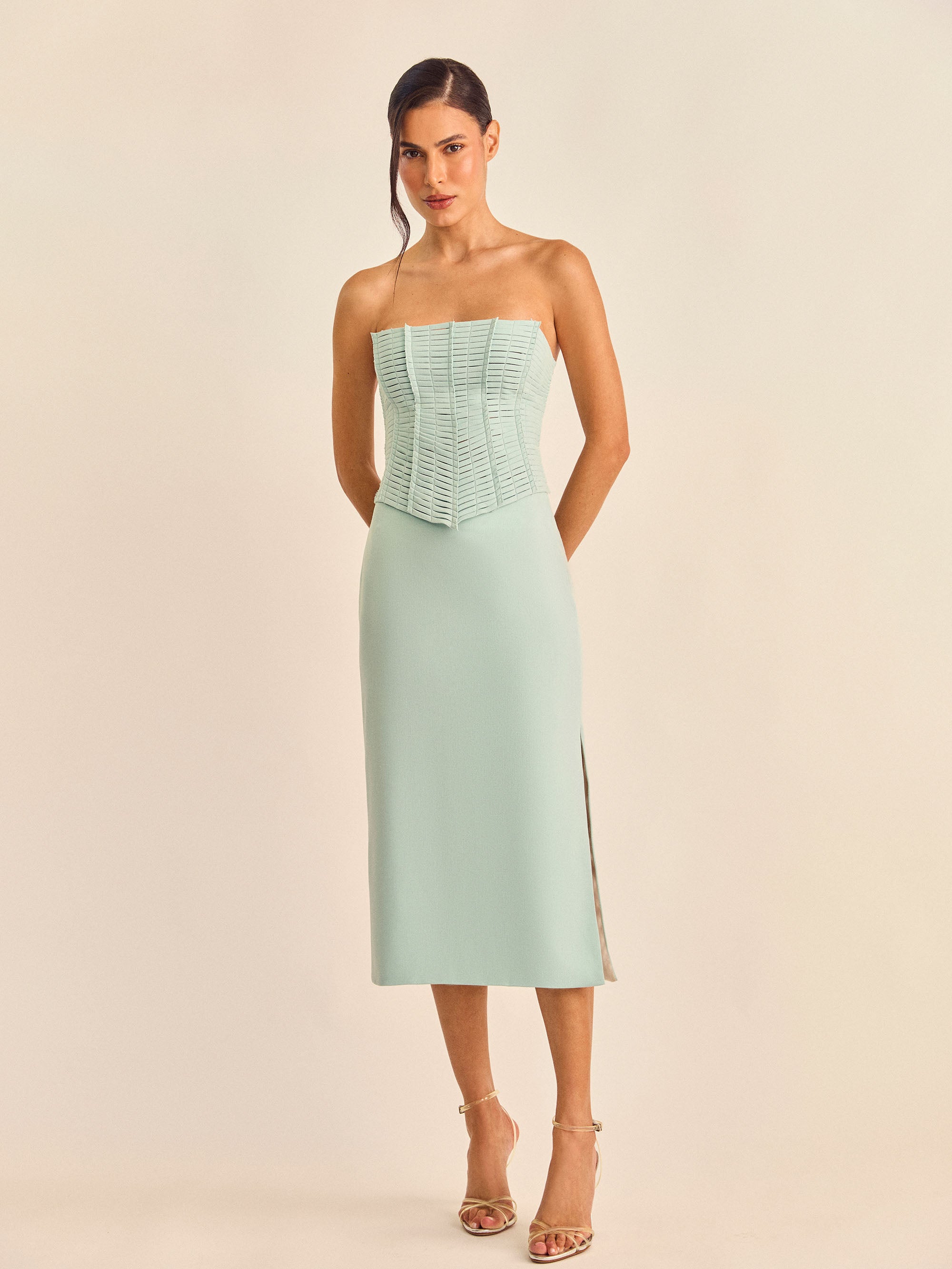 Saia Midi Pontes - Verde - Hand Lace