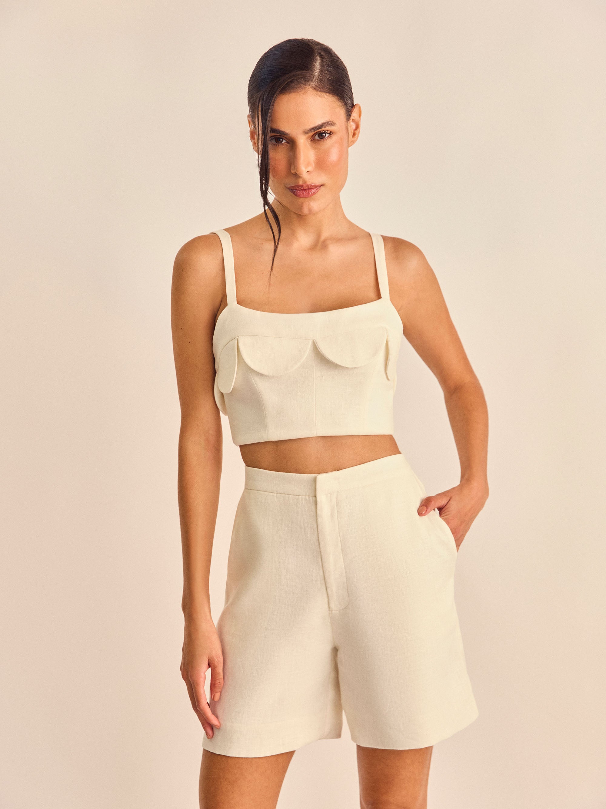 Top Recortes - Off White - Hand Lace