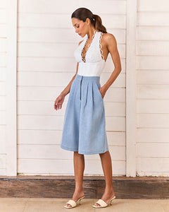 BERMUDA AMPLA NIMES - JEANS - HAND LACE