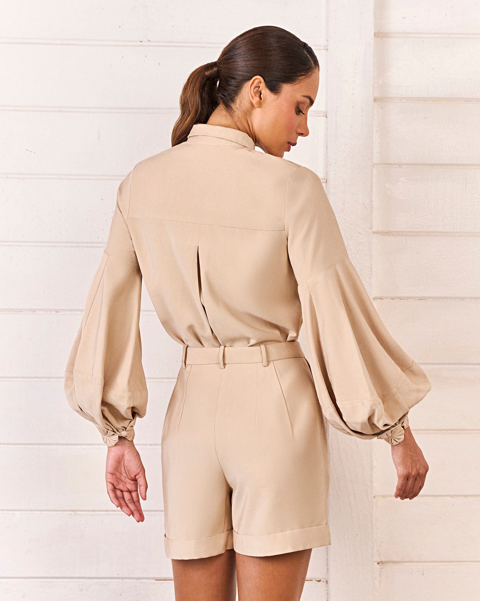 CAMISA PUNHO FUXICO - BEGE - HAND LACE