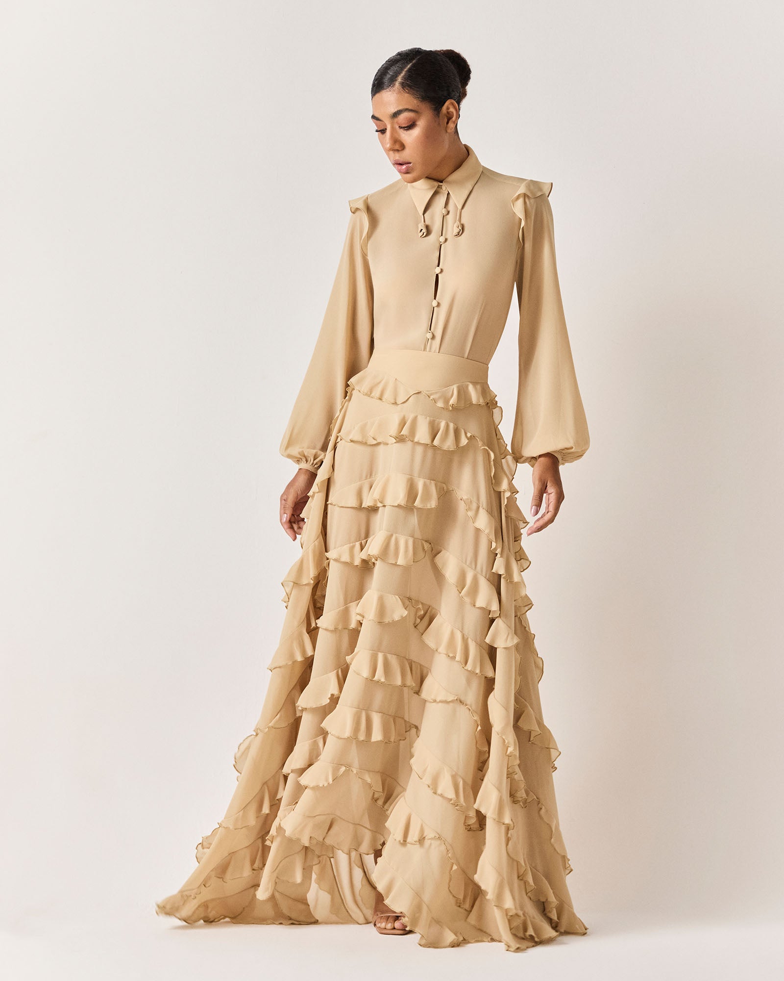 SAIA LONGA RIACHO - BEGE - HAND LACE