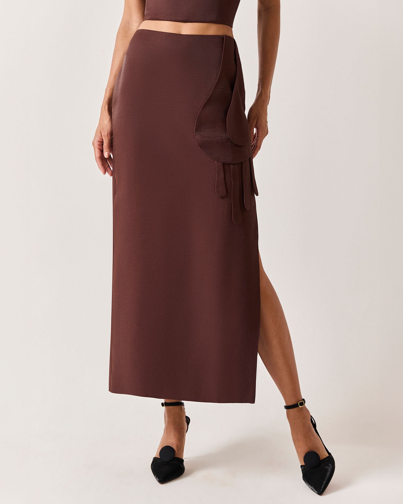 SAIA MIDI MAGELLAN - CAFÉ - HAND LACE