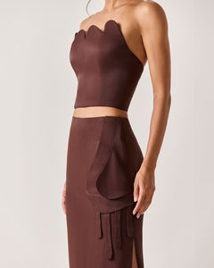SAIA MIDI MAGELLAN - CAFÉ - HAND LACE