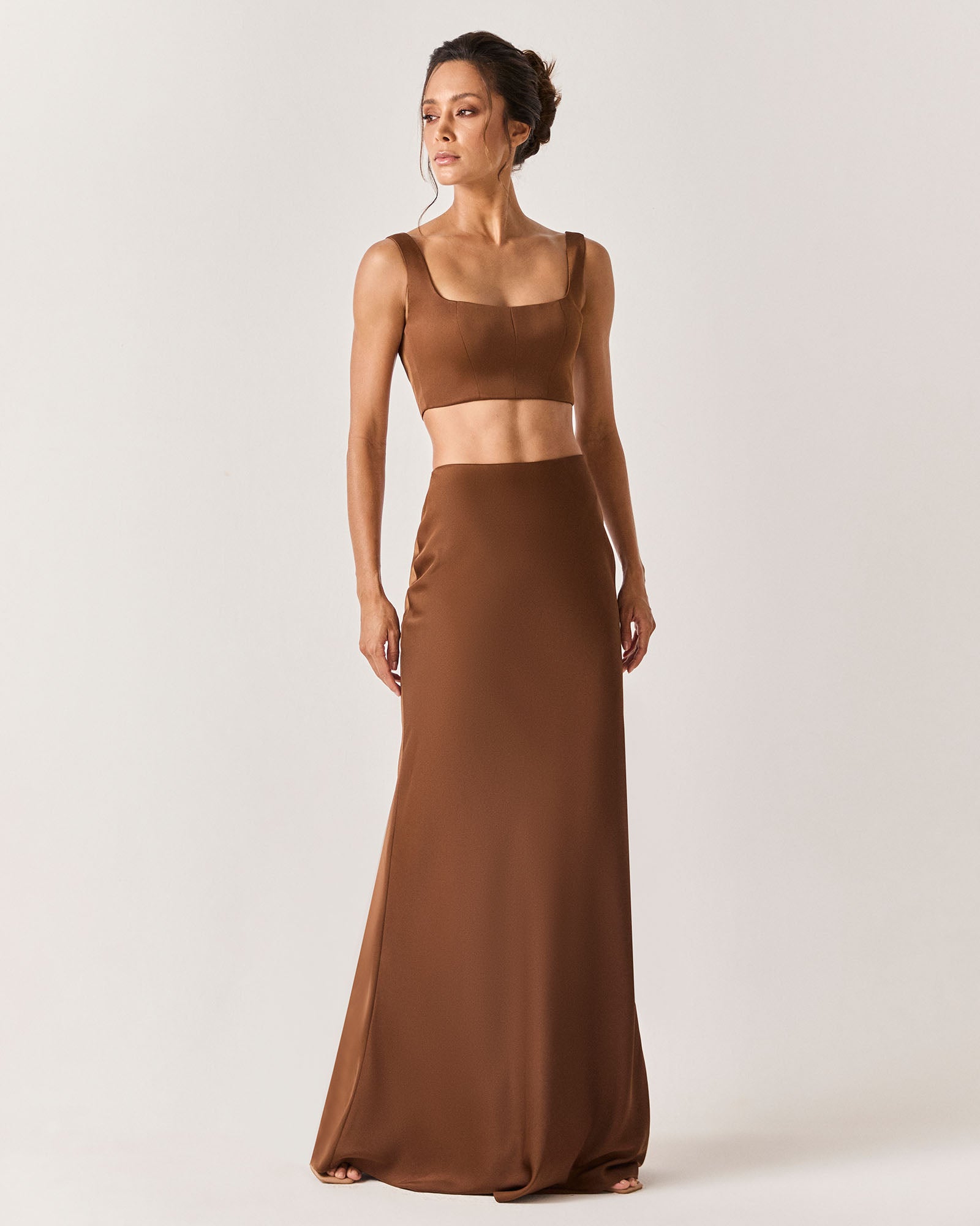 TOP MOULAGE - MARROM - HAND LACE