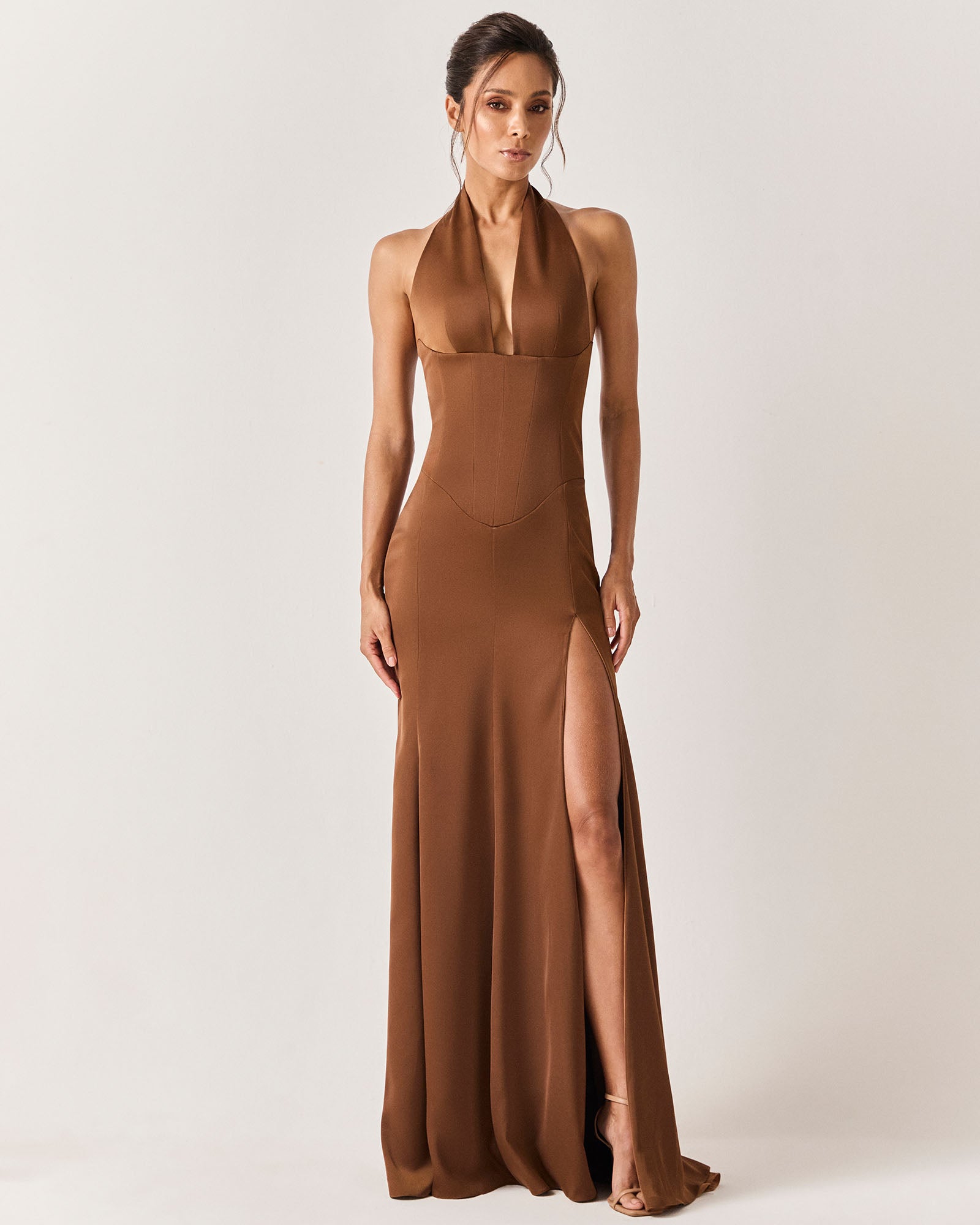 VESTIDO LONGO FAIA - MARROM - HAND LACE