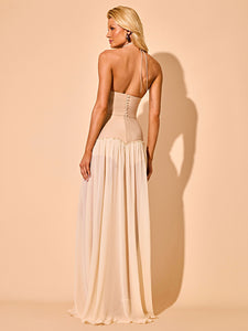 Vestido Longo Enlace - Bege - Hand Lace