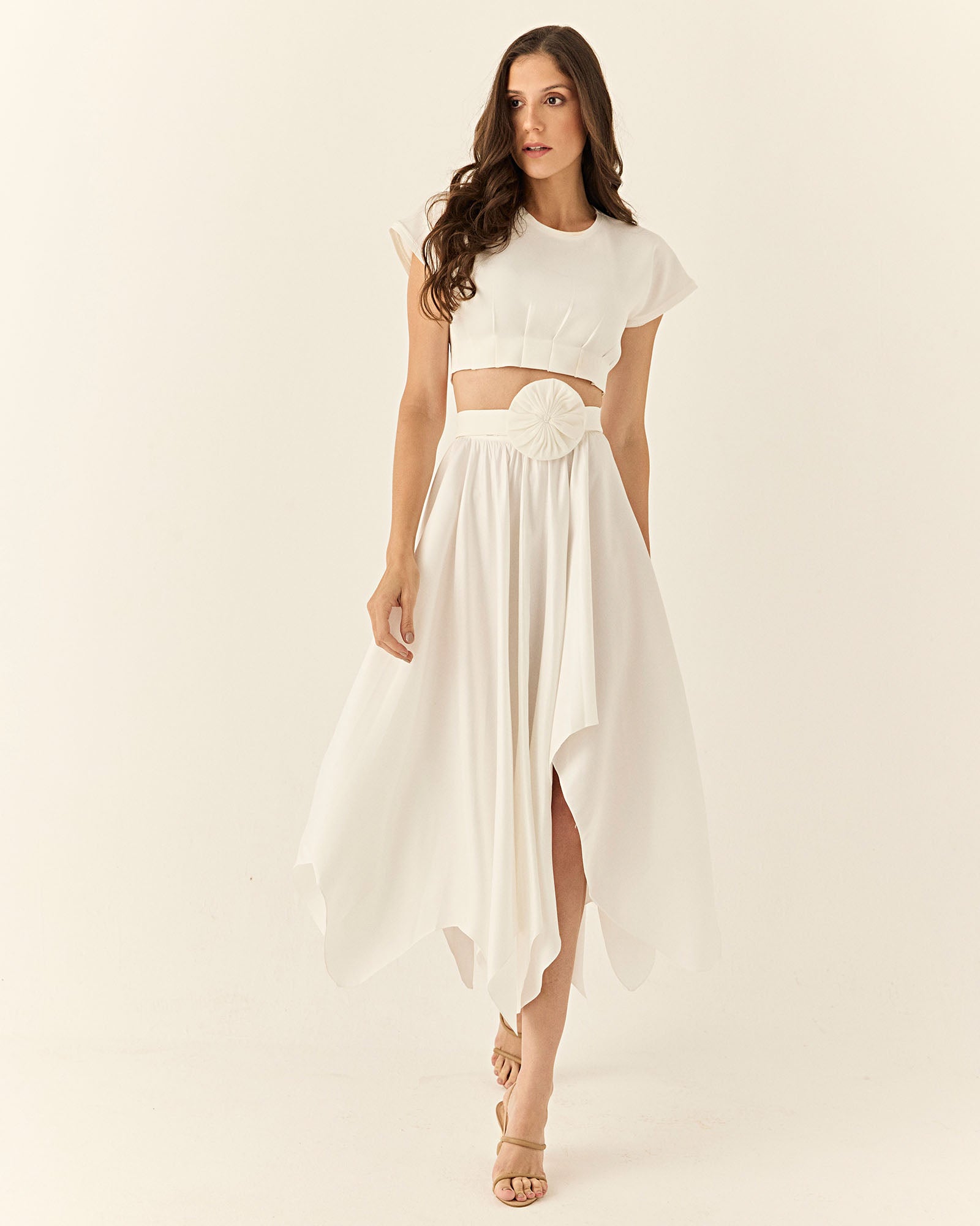 Saia Midi Elegance - Off White - Hand Lace